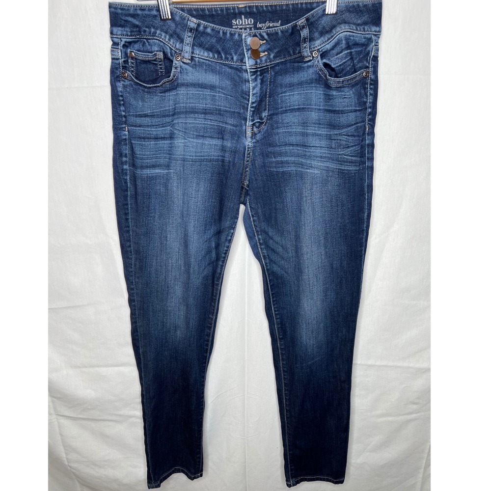 New York & Company Soho Boyfriend Jeans Womens 10 Dark Wash Double Button Denim